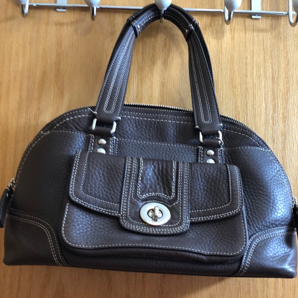 Coach Dark Brown Hampton Top Handle Satchel